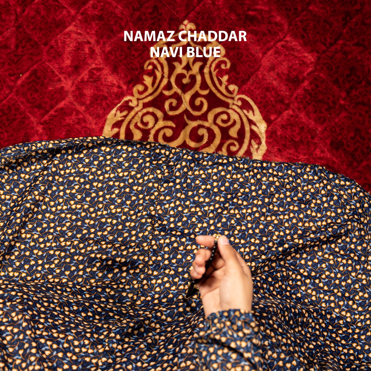 Namaz Chaddar With Sleeves - Navy Blue