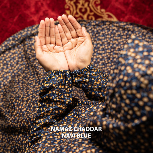 Namaz Chaddar With Sleeves - Navy Blue